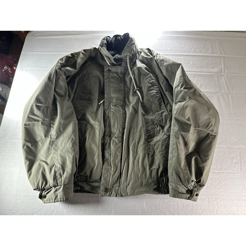 Vintage Peter England Coat Mens Medium Olive Racer Bomber Jacket